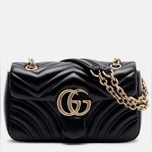 NEW - GG Marmont Small Shoulder Bag - Black & Gold - NWOT